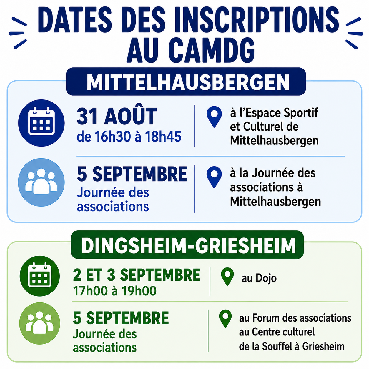 Inscriptions CAMDG