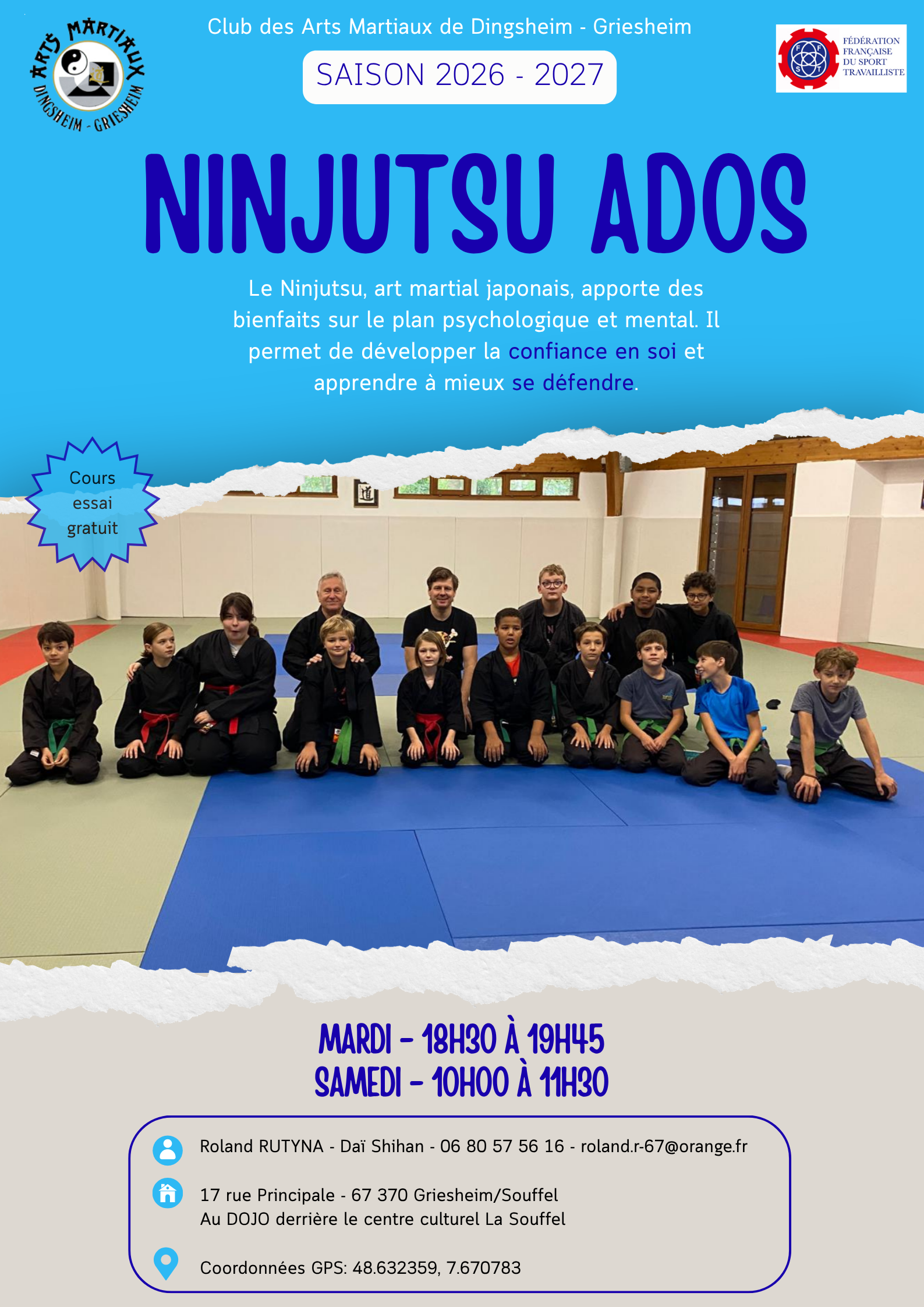 Affiche Ninjutsu Ados 2026-2027